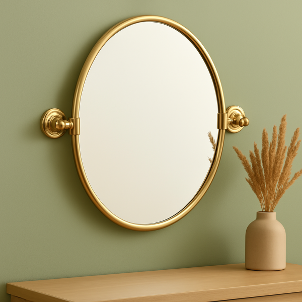 Miroir oval pivotant en laiton